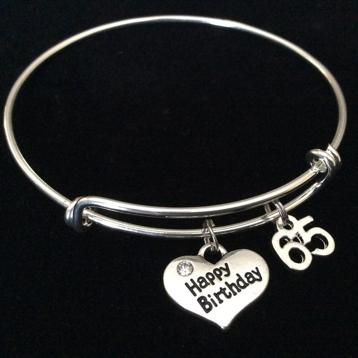 Happy 65th Birthday Expandable Charm Bracelets Adjustable Bangle Gift Trendy