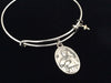 Saint Peregrine Rare Relic Medal Silver Expandable Bracelet Double Sided Adjustable Wire Bangle Stacking Trendy Gift