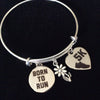 5K Born to Run Stainless Steel Charms on Expandable Bracelet Adjustable Wire Bangle Trendy Gift