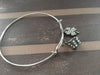 Rhinestone Crystal Dice and Four Leaf Clover Charm on Silver Expandable Adjustable Wire Bangle 