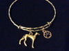 Protection charm 3D Greyhound Dog Charm on a Gold Twisted Expandable Bracelet Adjustable Wire Bangle Handmade in America Dog Lover Gift Trendy