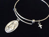 St. Rita Silver Expandable Bracelet Patron Saint of the Impossible Double Sided Adjustable Wire Bangle Catholic Medal Gift Trendy