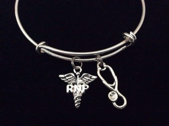 Registered Nurse Practitioner RNP Expandable Silver Bracelet Bangle Medical Occupational Charm Trendy