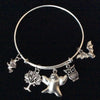 Ghost Halloween Themed Charm Bracelet Silver Expandable Bangle Costume Hostess Gift Adjustable Wire Trendy Stackable