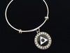 Round Crystal Al Anon Symbol Charm Expandable Charm Bracelet Adjustable Wire Bangle Inspirational Meaningful