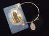 Saint Peregrine Prayer Card Rare Relic Medal Silver Expandable Bracelet Double Sided Adjustable Wire Bangle Stacking Trendy Gift
