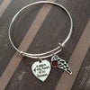 Silver Heart A Piece of My Heart is in Heaven Expandable Charm Bracelet Adjustable Wire Bangle