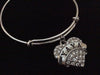 Yaya Silver Crystal Heart Charm Bangle Expandable Meaningful Gift Grandmother 