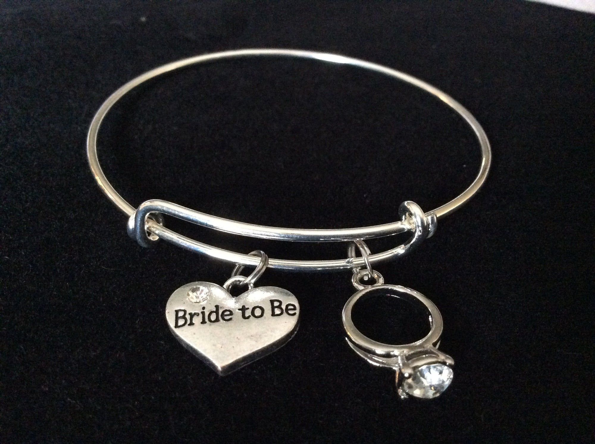 Bride To Be Silver Expandable Charm Bracelet Adjustable Wire Bangle Meaningful Wedding Shower Bridal Trendy Gift