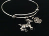 Cute 3D Puppy Dog Charm on a Silver Expandable Adjustable Bangle Bracelet Meaningful Dog Lover Gift