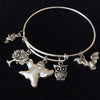 Witch Halloween Themed Charm Bracelet Silver Expandable Bangle Costume Hostess Gift Adjustable Wire Trendy Stackable
