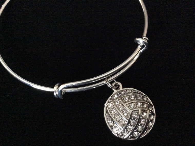 Volleyball Crystal Charm Bracelet Expandable Stacking Bangle Jules Obsession