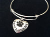 I Love My Rescue Dog Paw Print Heart Charm on a Silver Expandable Adjustable Wire Bangle Bracelet Meaningful Gift Animal Lover Gift Rescue