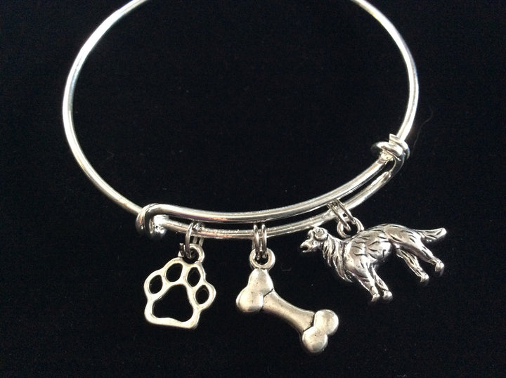 Labrador Retriever Charm Bangle Bracelet | Dog Lover Gift with Paw Print &amp; Bone Charms