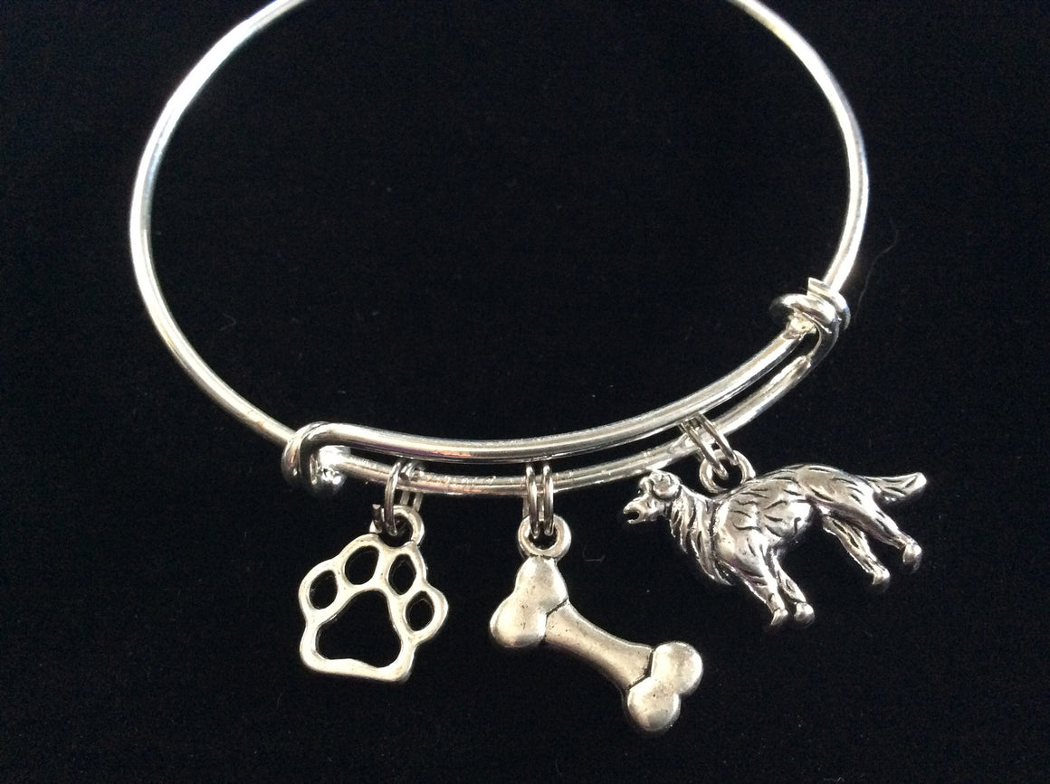 Labrador Retriever Dog Charm on a Silver Expandable Adjustable Bangle Bracelet Meaningful Dog Lover Gift