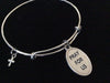 Pray for Us Saint Helen Medal Silver Expandable Charm Bracelet Double Sided Adjustable Wire Bangle Stacking Trendy Patron Marriages Relationships