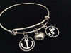 Love Anchor Expandable Charm Bracelet Adjustable Silver Wire Bangle Nautical Ocean Jewelry Gift Trendy Stacking