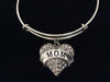 Mom Crystal Heart Expandable Charm Bracelet 