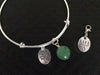 Life is a Gift with Adventurine Gemstone on a Silver Expandable Bangle