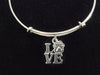 Love Dog Paw Charm Silver Expandable Bracelet 