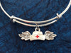 Nurse Angel Wings Adjustable Expandable Silver Plated Bangle Bracelet 