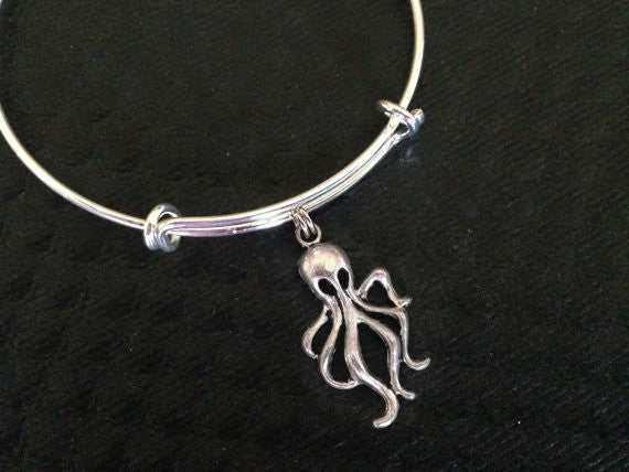 Octopus Charm Bracelet Expandable Adjustable Wire Bangle
