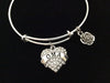 Oma Crystal Heart Charm Silver Bracelet