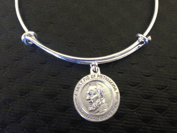 Saint Padre Pio Expandable Bangle Patron Saint of Healing Bracelet