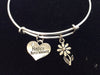 Happy Retirement with Silver Daisy Charm Bracelets Adjustable Bangle