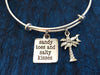 Sandy Toes and Salty Kisses Palm Tree Silver Plated Adjustable Bangle Nautical Gift 