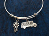 School Bus Driver Charm on a Silver Expandable Adjustable Bangle