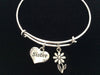 Sister Heart Charm Bracelet Silver Adjustable Expandable Bangle 