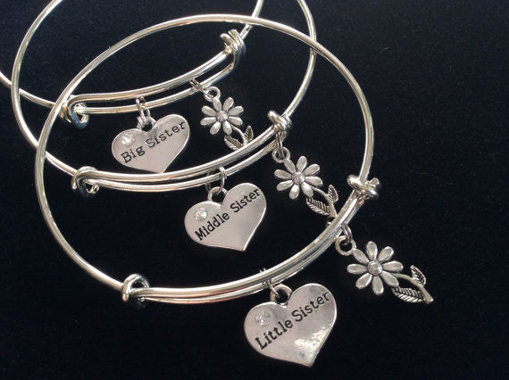 Choice of Little Sister, Middle Sister or Big Sister Charm Bangle