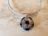 Crystal Soccer Ball Charm Bangle Silver Expandable Wire Bracelet 