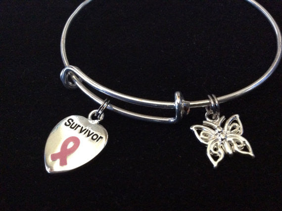 Pink Awareness Expandable Charm Bracelet