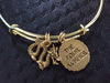 Four Wishes Chinese symbols and Golden Dragon on a Gold Plated Bangle